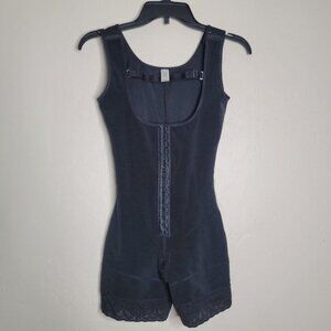 SHAPERX Women Size S Black Zipper Open Bust Bodysuit Shapewear NWOT